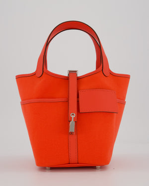 Hermès Picotin 18 Lock Cargo Bag in Orange Field Toile Goeland and Swift Leather with Palladium Hardware