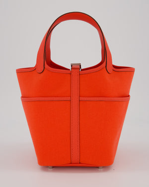 Hermès Picotin 18 Lock Cargo Bag in Orange Field Toile Goeland and Swift Leather with Palladium Hardware