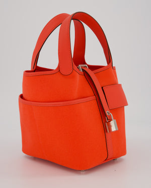 Hermès Picotin 18 Lock Cargo Bag in Orange Field Toile Goeland and Swift Leather with Palladium Hardware