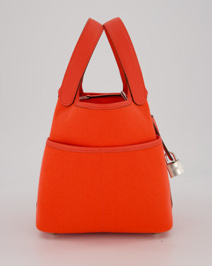 Hermès Picotin 18 Lock Cargo Bag in Orange Field Toile Goeland and Swift Leather with Palladium Hardware