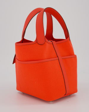Hermès Picotin 18 Lock Cargo Bag in Orange Field Toile Goeland and Swift Leather with Palladium Hardware