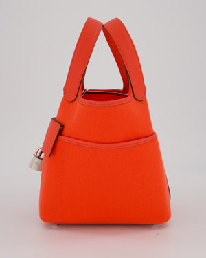 Hermès Picotin 18 Lock Cargo Bag in Orange Field Toile Goeland and Swift Leather with Palladium Hardware