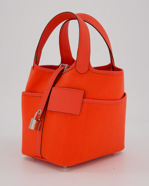 Hermès Picotin 18 Lock Cargo Bag in Orange Field Toile Goeland and Swift Leather with Palladium Hardware
