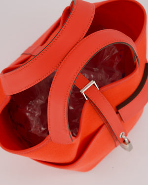 Hermès Picotin 18 Lock Cargo Bag in Orange Field Toile Goeland and Swift Leather with Palladium Hardware