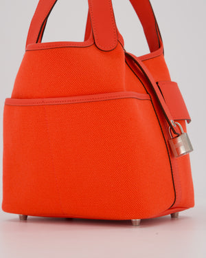 Hermès Picotin 18 Lock Cargo Bag in Orange Field Toile Goeland and Swift Leather with Palladium Hardware