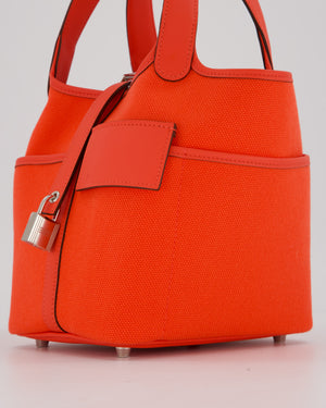 Hermès Picotin 18 Lock Cargo Bag in Orange Field Toile Goeland and Swift Leather with Palladium Hardware