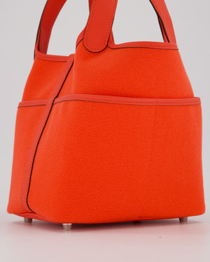 Hermès Picotin 18 Lock Cargo Bag in Orange Field Toile Goeland and Swift Leather with Palladium Hardware