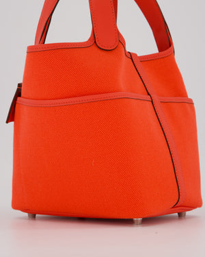 Hermès Picotin 18 Lock Cargo Bag in Orange Field Toile Goeland and Swift Leather with Palladium Hardware
