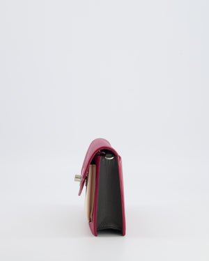 Louis Vuitton Raspberry Pink, Cream and Grey Mylockme Mini Bag with Silver Hardware RRP £1,450