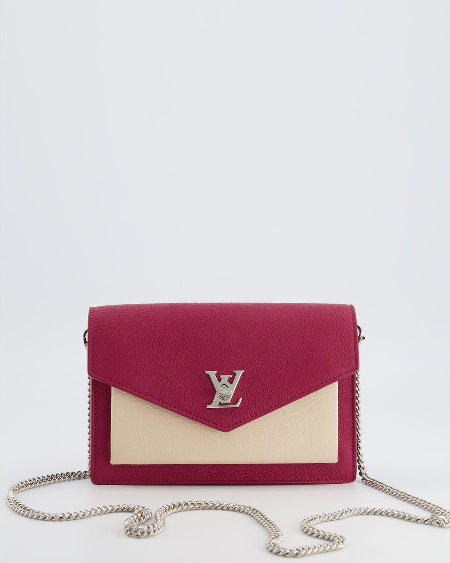 Louis Vuitton Raspberry Pink, Cream and Grey Mylockme Mini Bag with Silver Hardware RRP £1,450