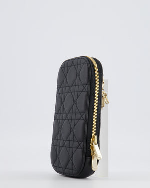 Christian Dior Black Quilted Call'in Phone Holder with Champagne Gold Hardware RRP £1,100