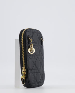 Christian Dior Black Quilted Call'in Phone Holder with Champagne Gold Hardware RRP £1,100