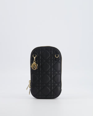Christian Dior Black Quilted Call'in Phone Holder with Champagne Gold Hardware RRP £1,100