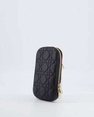 Christian Dior Black Quilted Call'in Phone Holder with Champagne Gold Hardware RRP £1,100
