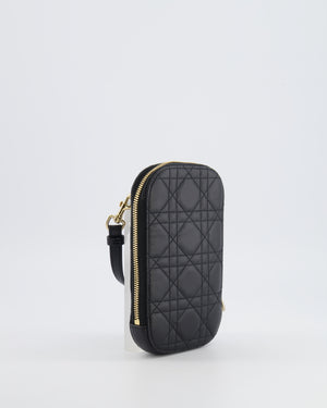 Christian Dior Black Quilted Call'in Phone Holder with Champagne Gold Hardware RRP £1,100