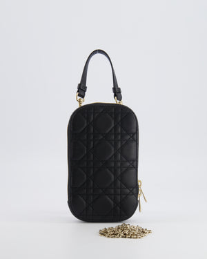 Christian Dior Black Quilted Call'in Phone Holder with Champagne Gold Hardware RRP £1,100