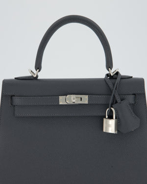 Hermès Kelly 25 Sellier Bag in Ardoise Epsom Leather with Palladium Hardware