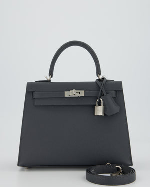 Hermès Kelly 25 Sellier Bag in Ardoise Epsom Leather with Palladium Hardware