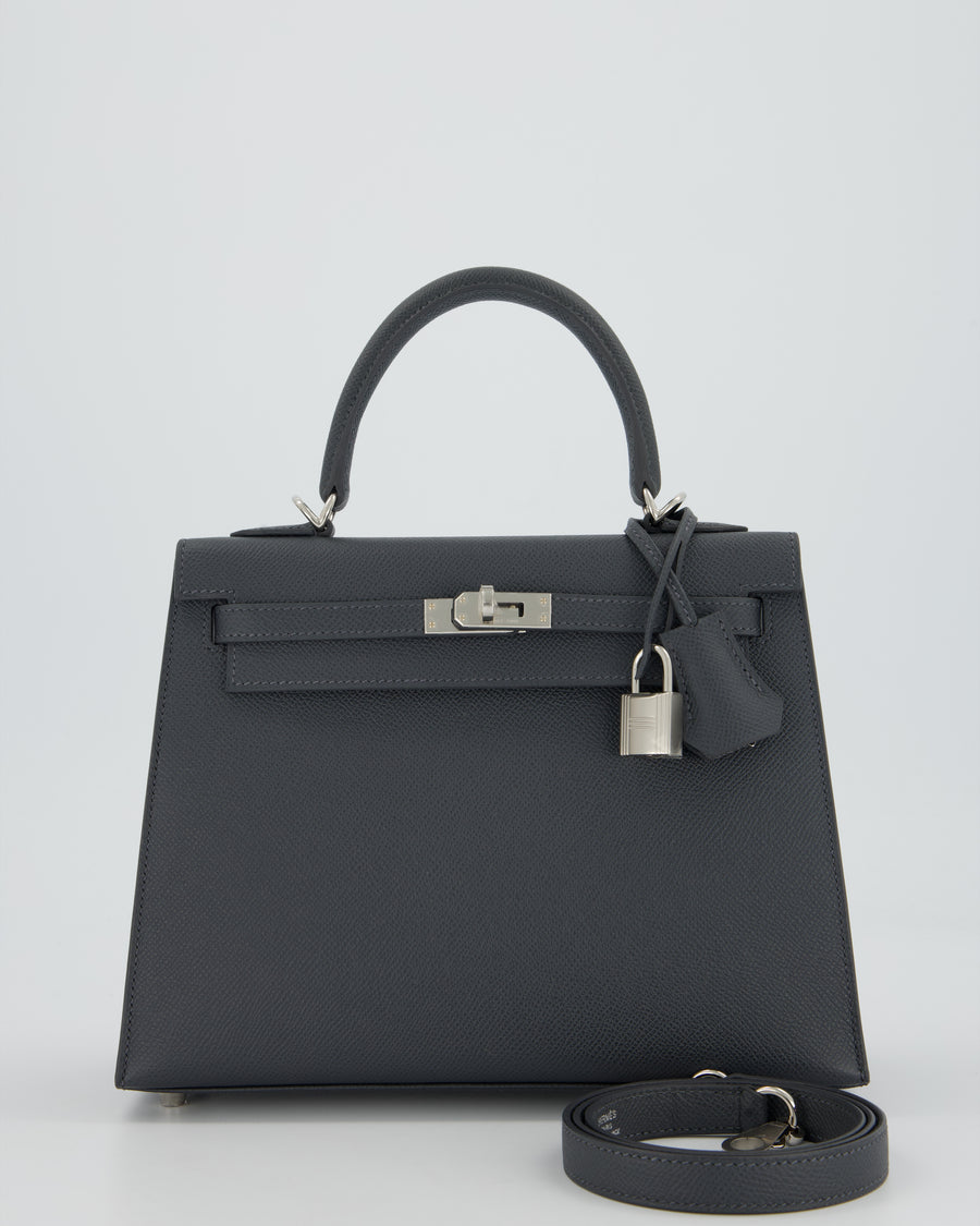Hermès Kelly 25 Sellier Bag in Ardoise Epsom Leather with Palladium Hardware