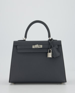 Hermès Kelly 25 Sellier Bag in Ardoise Epsom Leather with Palladium Hardware