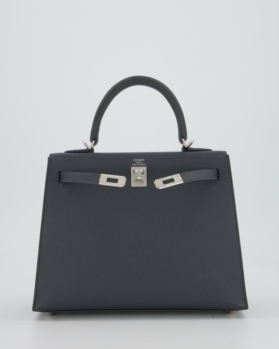 Hermès Kelly 25 Sellier Bag in Ardoise Epsom Leather with Palladium Hardware