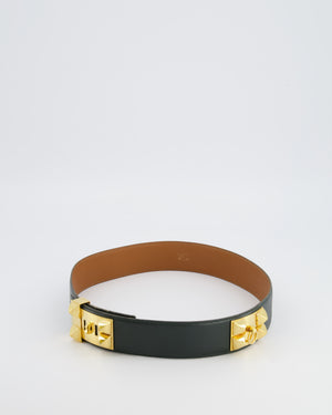 Hermès Dark Green Collier de Chien Leather Belt with Gold Hardware Size 75 RRP £2,570