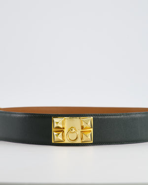 Hermès Dark Green Collier de Chien Leather Belt with Gold Hardware Size 75 RRP £2,570