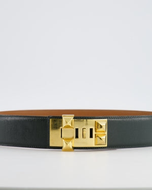 Hermès Dark Green Collier de Chien Leather Belt with Gold Hardware Size 75 RRP £2,570
