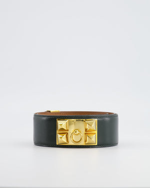 Hermès Dark Green Collier de Chien Leather Belt with Gold Hardware Size 75 RRP £2,570