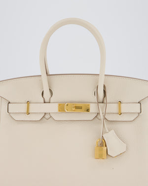 *RARE* Hermès Birkin 30 Retourne Bag in Craie Togo Leather with Gold Hardware