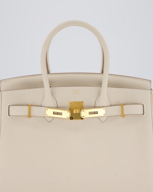 *RARE* Hermès Birkin 30 Retourne Bag in Craie Togo Leather with Gold Hardware