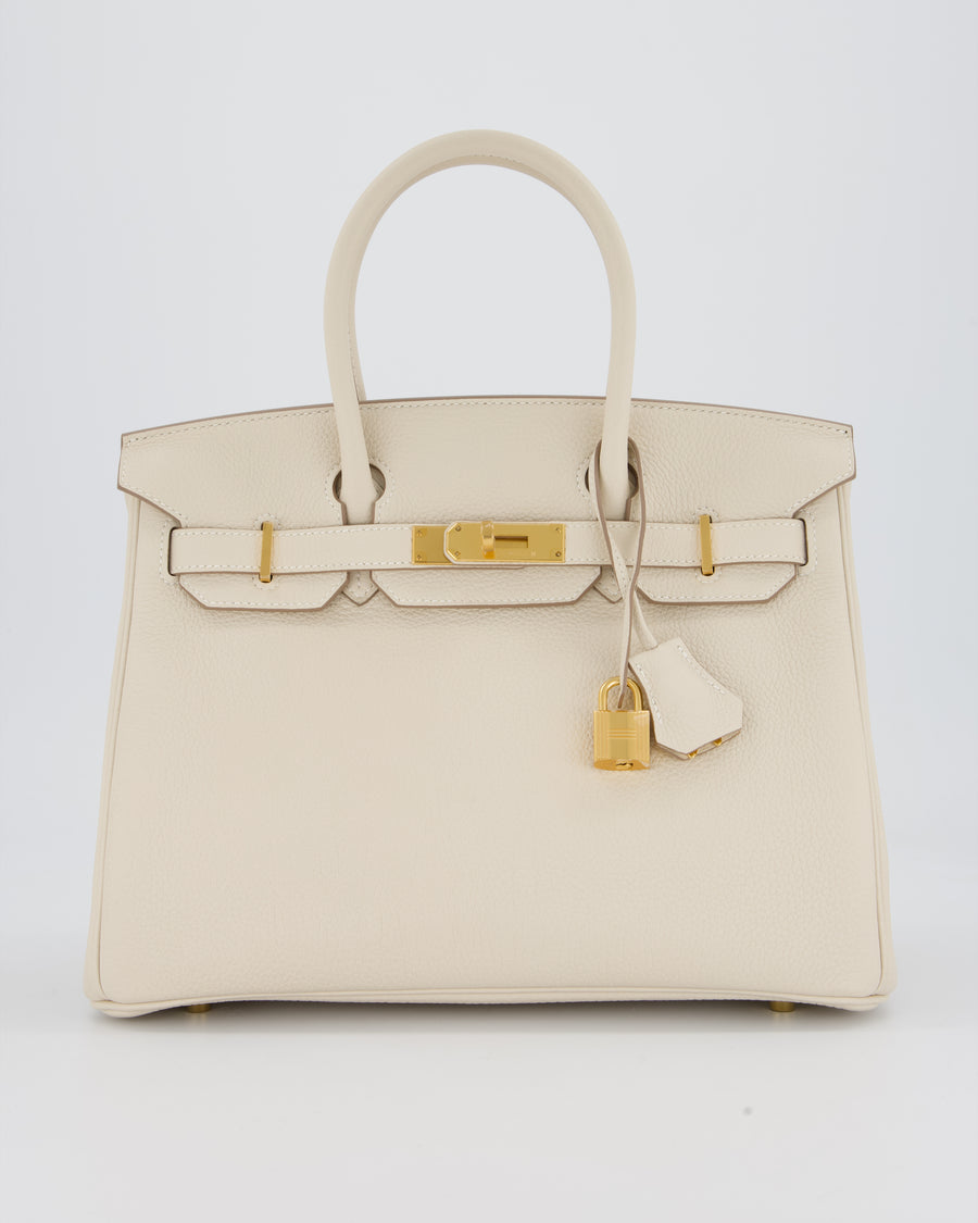 *RARE* Hermès Birkin 30 Retourne Bag in Craie Togo Leather with Gold Hardware