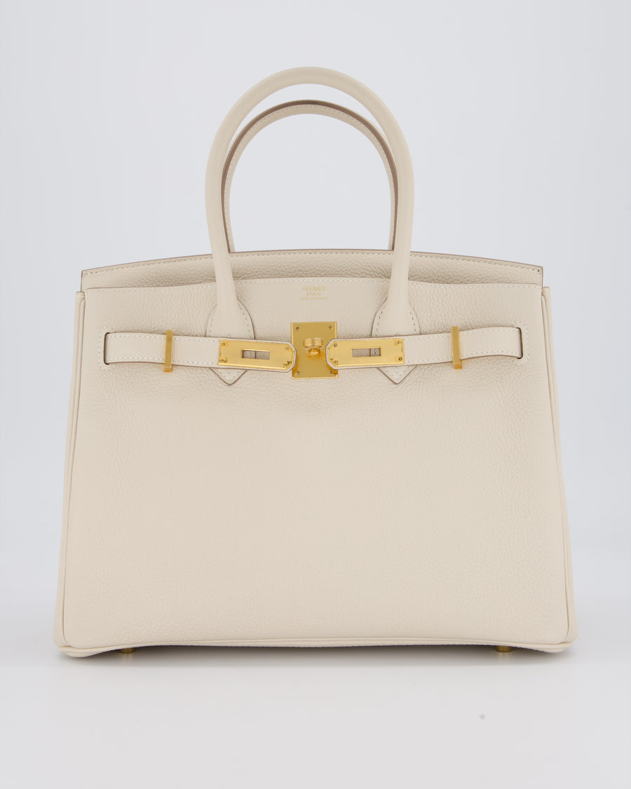 *RARE* Hermès Birkin 30 Retourne Bag in Craie Togo Leather with Gold Hardware