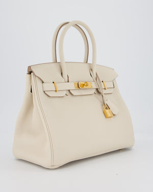 *RARE* Hermès Birkin 30 Retourne Bag in Craie Togo Leather with Gold Hardware
