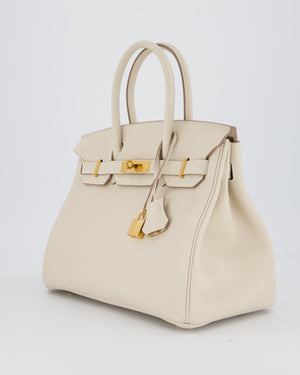 *RARE* Hermès Birkin 30 Retourne Bag in Craie Togo Leather with Gold Hardware