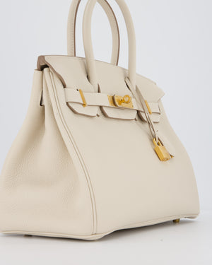 *RARE* Hermès Birkin 30 Retourne Bag in Craie Togo Leather with Gold Hardware