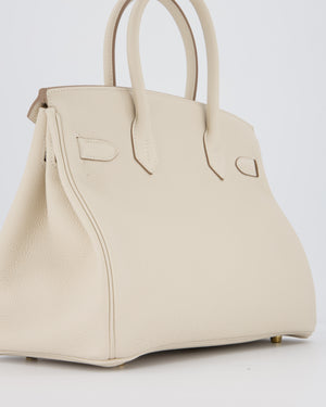 *RARE* Hermès Birkin 30 Retourne Bag in Craie Togo Leather with Gold Hardware
