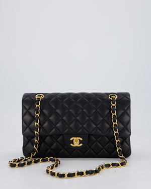 Chanel Black Medium Classic Double Flap Bag in Lambskin Leather with Gold Hardware