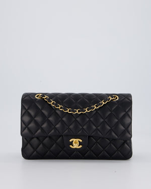 Chanel Black Medium Classic Double Flap Bag in Lambskin Leather with Gold Hardware