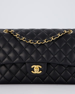 Chanel Black Medium Classic Double Flap Bag in Lambskin Leather with Gold Hardware