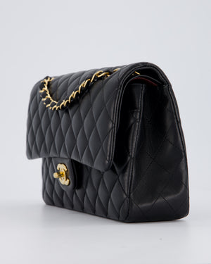 Chanel Black Medium Classic Double Flap Bag in Lambskin Leather with Gold Hardware