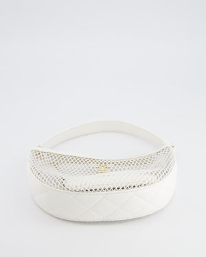 Chanel 2025 Mesh Hobo Bag in White Lambskin with Champagne Gold Hardware