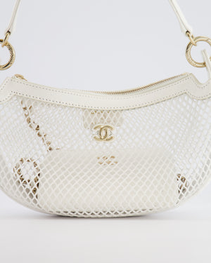 Chanel 2025 Mesh Hobo Bag in White Lambskin with Champagne Gold Hardware