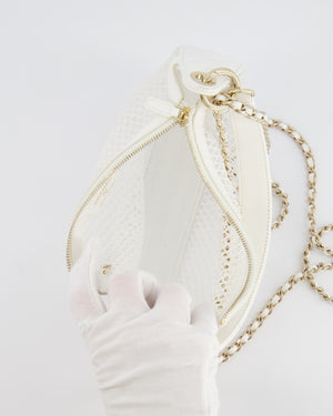 Chanel 2025 Mesh Hobo Bag in White Lambskin with Champagne Gold Hardware