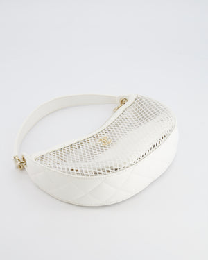 Chanel 2025 Mesh Hobo Bag in White Lambskin with Champagne Gold Hardware