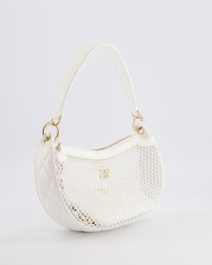 Chanel 2025 Mesh Hobo Bag in White Lambskin with Champagne Gold Hardware