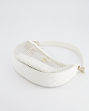 Chanel 2025 Mesh Hobo Bag in White Lambskin with Champagne Gold Hardware