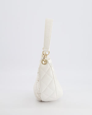 Chanel 2025 Mesh Hobo Bag in White Lambskin with Champagne Gold Hardware