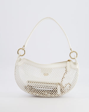 Chanel 2025 Mesh Hobo Bag in White Lambskin with Champagne Gold Hardware