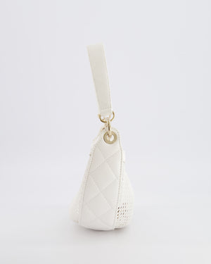 Chanel 2025 Mesh Hobo Bag in White Lambskin with Champagne Gold Hardware